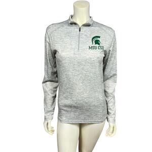 Vintage MSU CSD Grey Quarter-Zip Pullover Sweatshirt Size XS